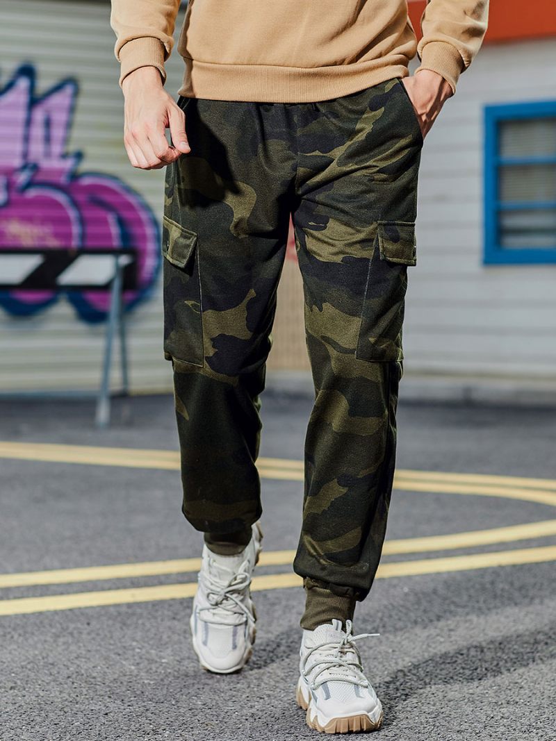 Pantalon Pour Hommes Décontracté Surdimensionné Camouflage Taille Surélevée Coupe Effilée