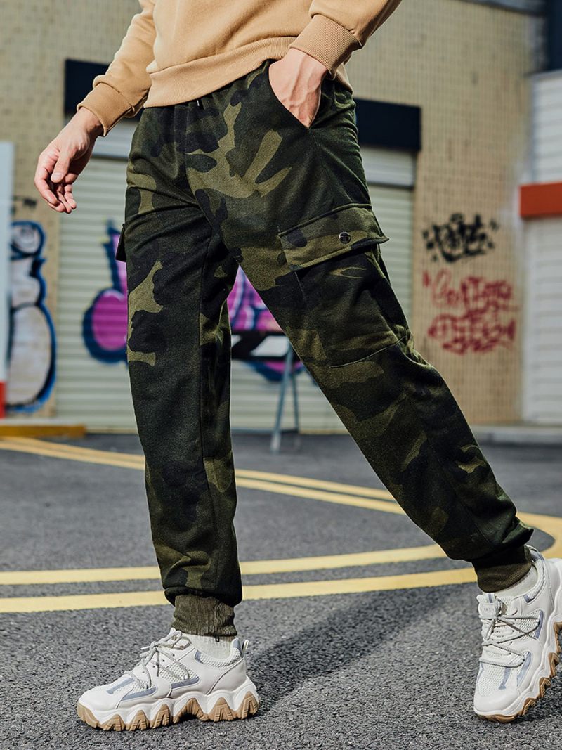 Pantalon Pour Hommes Décontracté Surdimensionné Camouflage Taille Surélevée Coupe Effilée - Camouflage