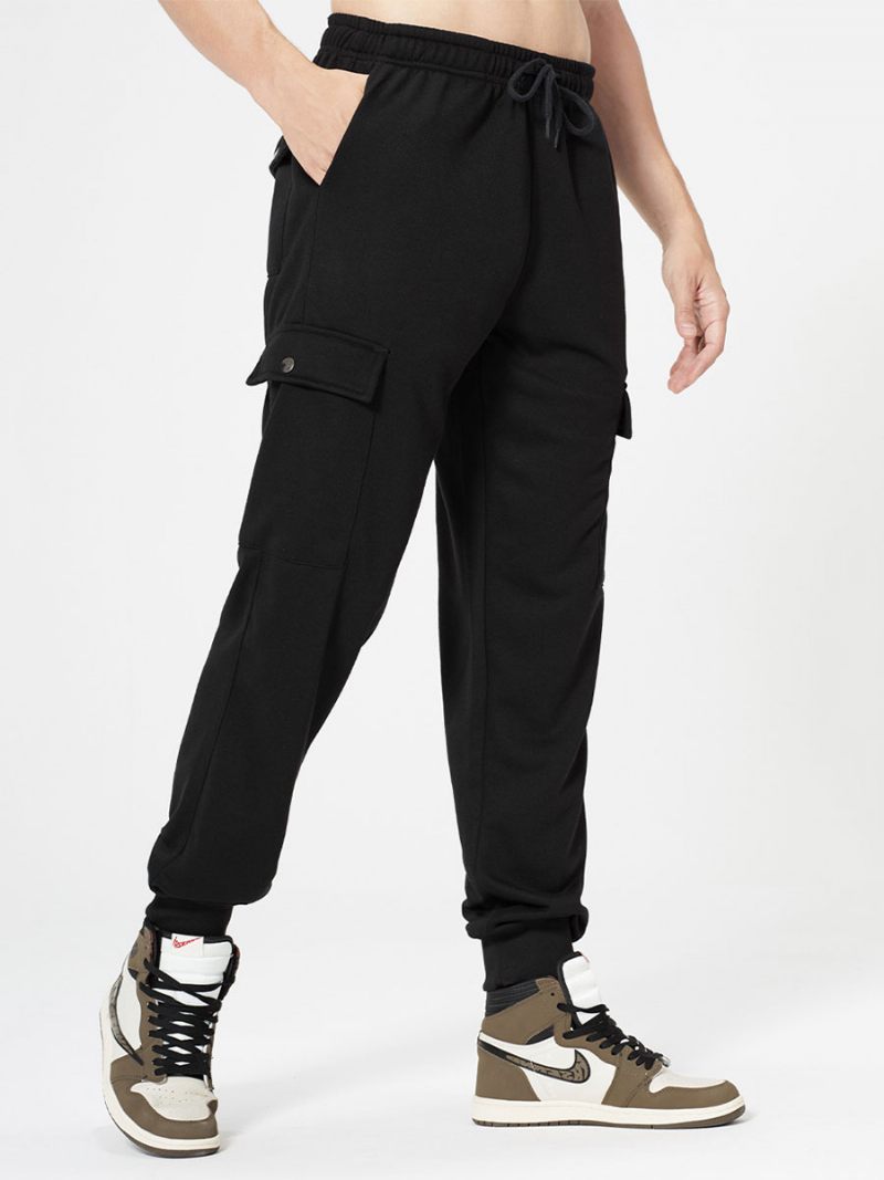 Pantalon Pour Hommes Décontracté Surdimensionné Camouflage Taille Surélevée Coupe Effilée - Noir