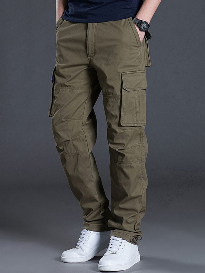 Pantalon Pour Hommes Décontracté Taille Naturelle Cargo Droit Jaune Vert - Jaune Vert