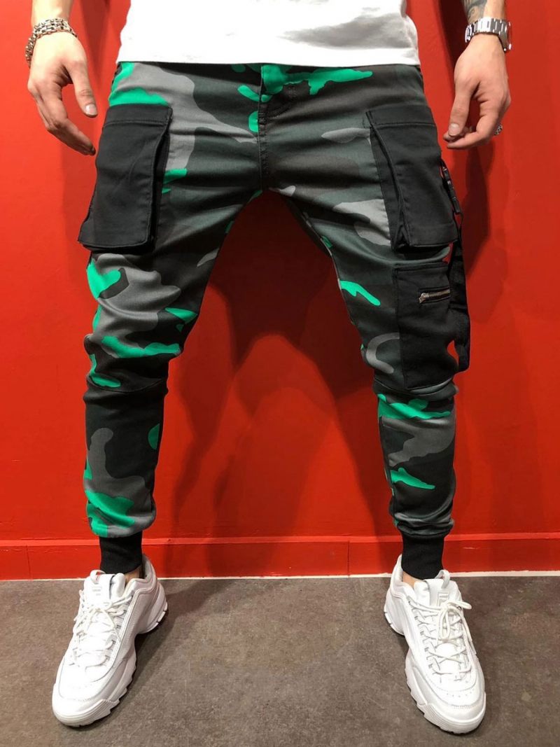 Pantalons Pour Hommes Casual Camouflage Jaune - Vert