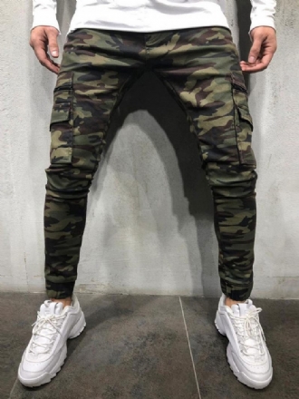 Pantalons Pour Hommes Casual Camouflage Skinny Hunter Green