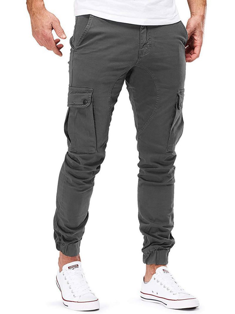 Pantalons Pour Hommes Survêtement Décontractés Coupe Fuselée Pantalon Vert Chasseur - Gris Foncé