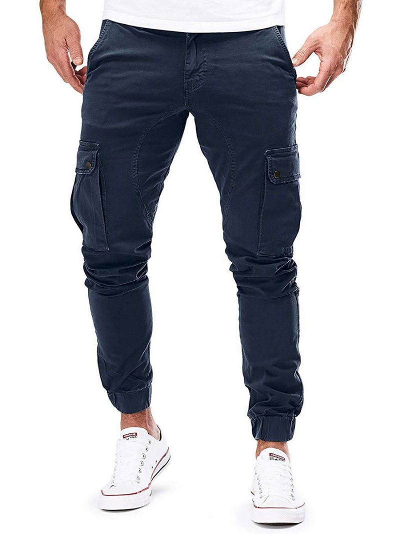 Pantalons Pour Hommes Survêtement Décontractés Coupe Fuselée Pantalon Vert Chasseur - Marine Foncé