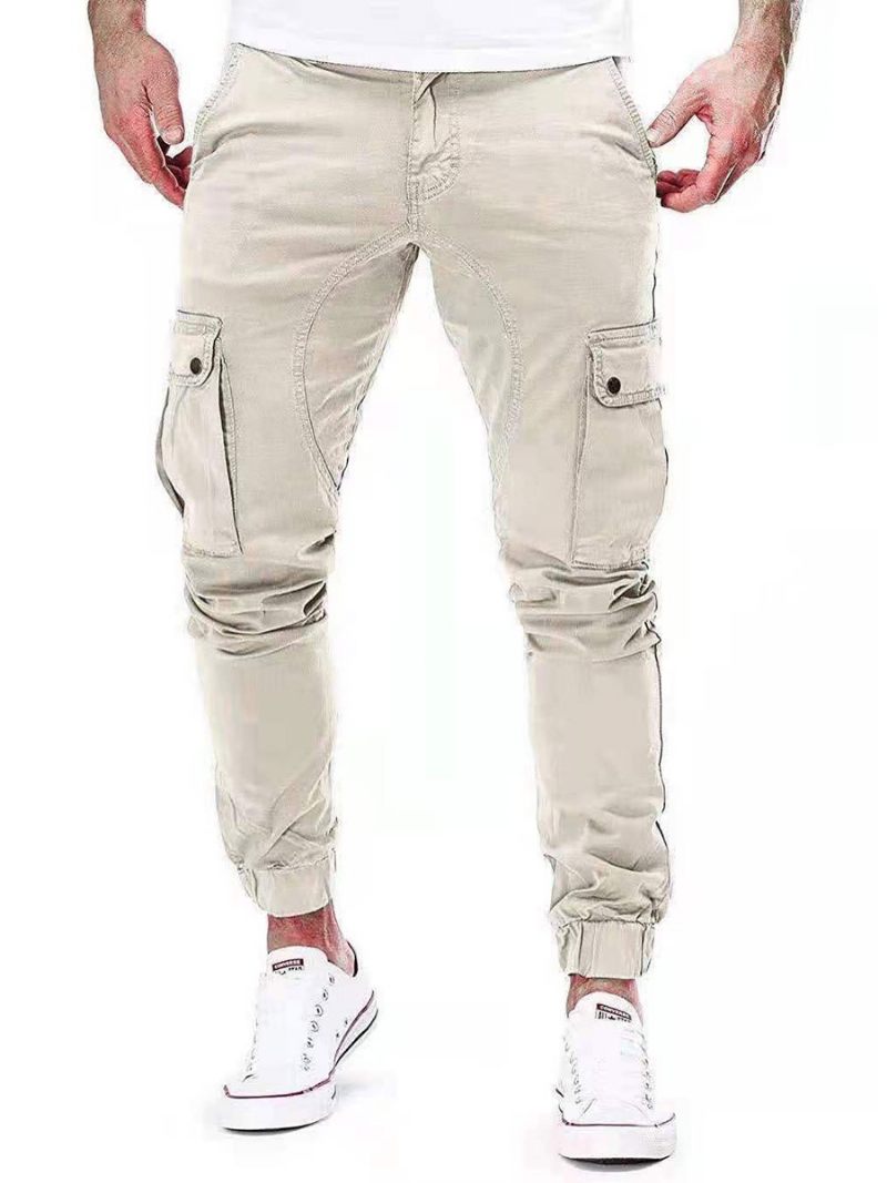 Pantalons Pour Hommes Survêtement Décontractés Coupe Fuselée Pantalon Vert Chasseur - Beige