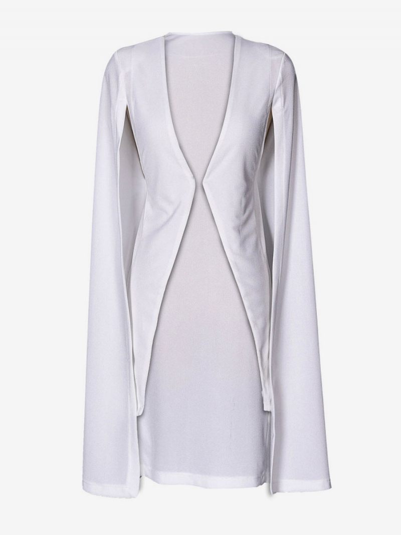 Blazer Cape Irrégulier À Manches Longues Pour Femmes Poncho Blanc - Blanc