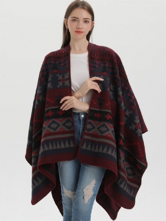 Bohème Femmes Cape Géométrique Surdimensionné Automne Hiver Poncho