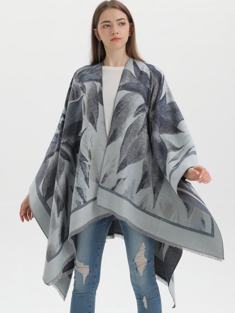 Cape Classique Pour Femmes Imprimé Floral Surdimensionné Décontracté Poncho Quotidien