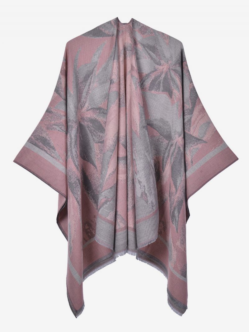 Cape Classique Pour Femmes Imprimé Floral Surdimensionné Décontracté Poncho Quotidien - Rose