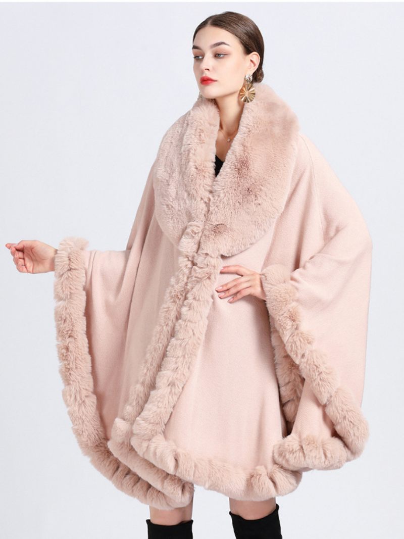 Cape Fausse Fourrure Mariée Wraps Poncho Manteau Pour Femme - Rose