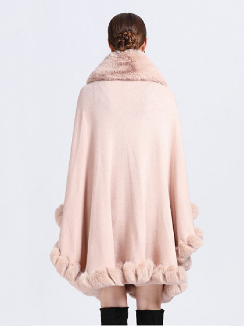 Cape Fausse Fourrure Mariée Wraps Poncho Manteau Pour Femme - Rose