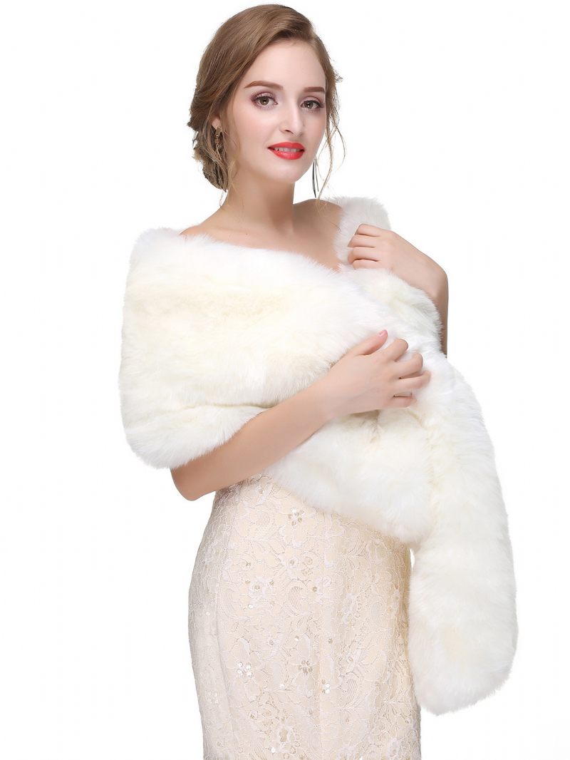 Châle Mariage Fausse Fourrure Pour Femme Couverture Chaude D'hiver Mariée