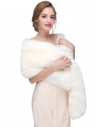 Châle Mariage Fausse Fourrure Pour Femme Couverture Chaude D'hiver Mariée