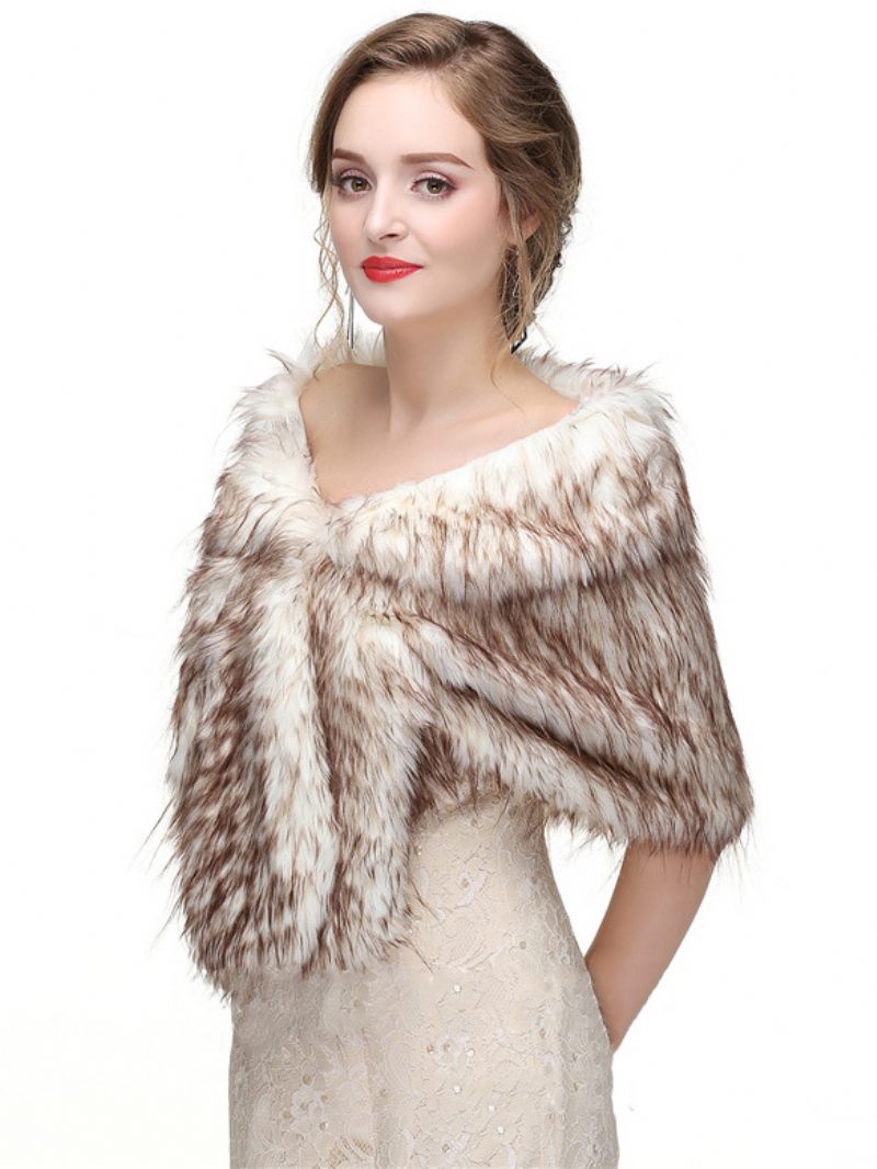 Châle Mariée Fausse Fourrure Pour Femme Couverture Chaude D'hiver - Champagne