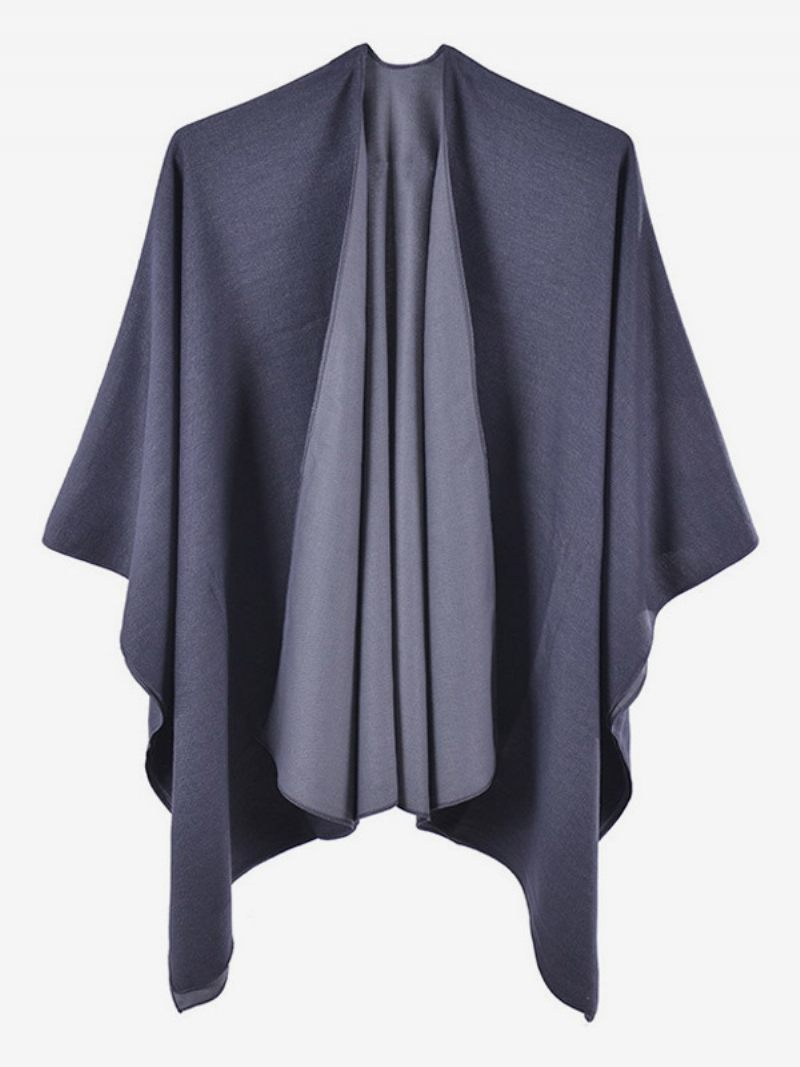 Femmes Cape Color Block Surdimensionné Quotidien Casual Automne Hiver Poncho - Gris Foncé