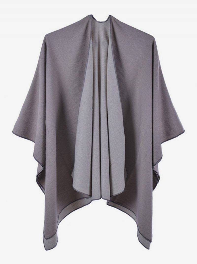 Femmes Cape Color Block Surdimensionné Quotidien Casual Automne Hiver Poncho - Gris Clair