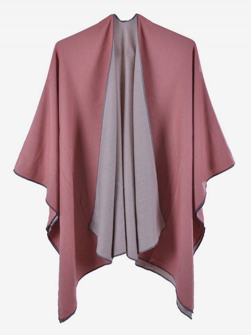 Femmes Cape Color Block Surdimensionné Quotidien Casual Automne Hiver Poncho - Rose