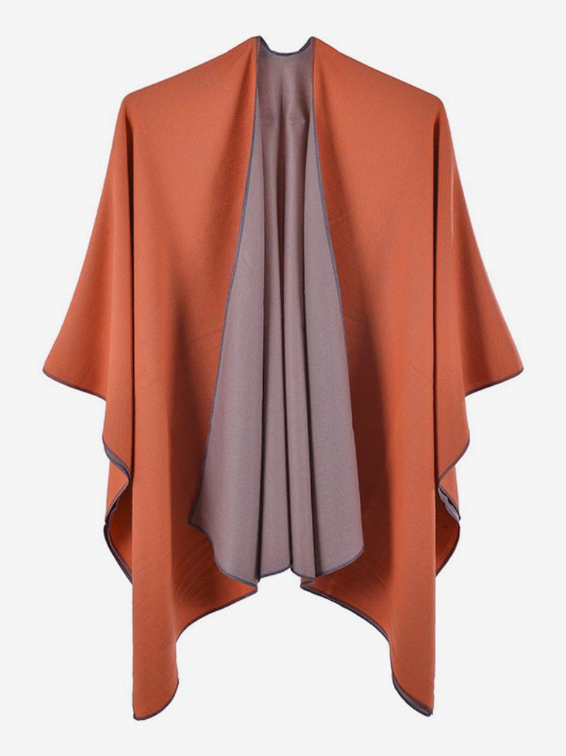 Femmes Cape Color Block Surdimensionné Quotidien Casual Automne Hiver Poncho - Orange