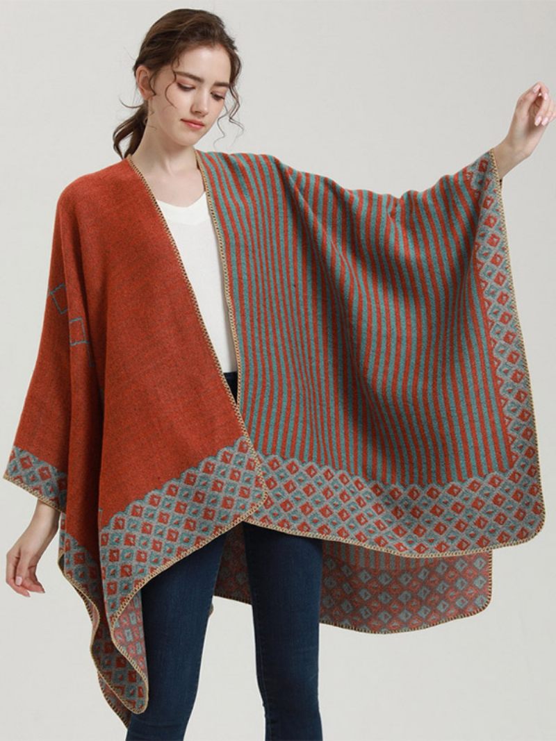 Femmes Cape Géométrique Bloc Couleur Quotidien Décontracté Automne Hiver Poncho