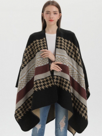 Femmes Cape Plaid Color Block Quotidien Casual Automne Hiver Poncho