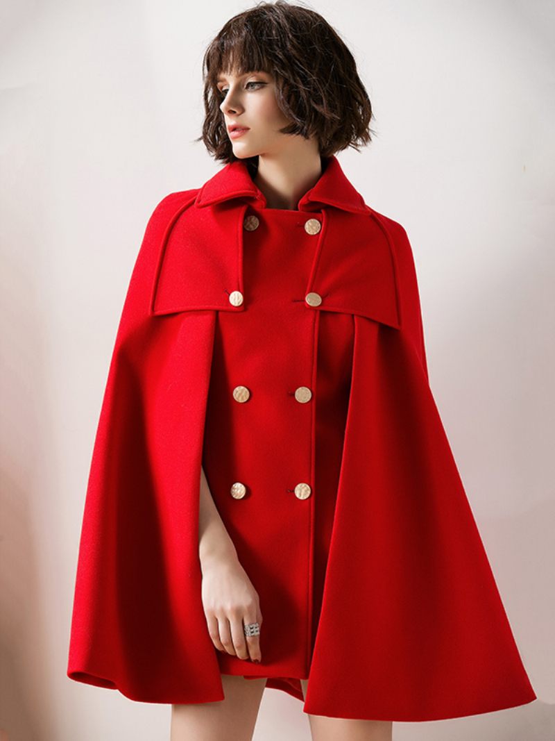 Manteau Cape Poncho Rouge Surdimensionné Pour Femmes Vêtements D'extérieur D'hiver 2024