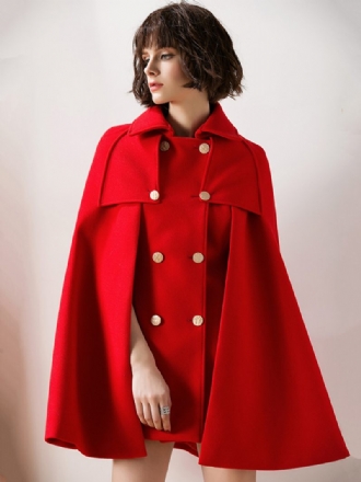 Manteau Cape Poncho Rouge Surdimensionné Pour Femmes Vêtements D'extérieur D'hiver 2024