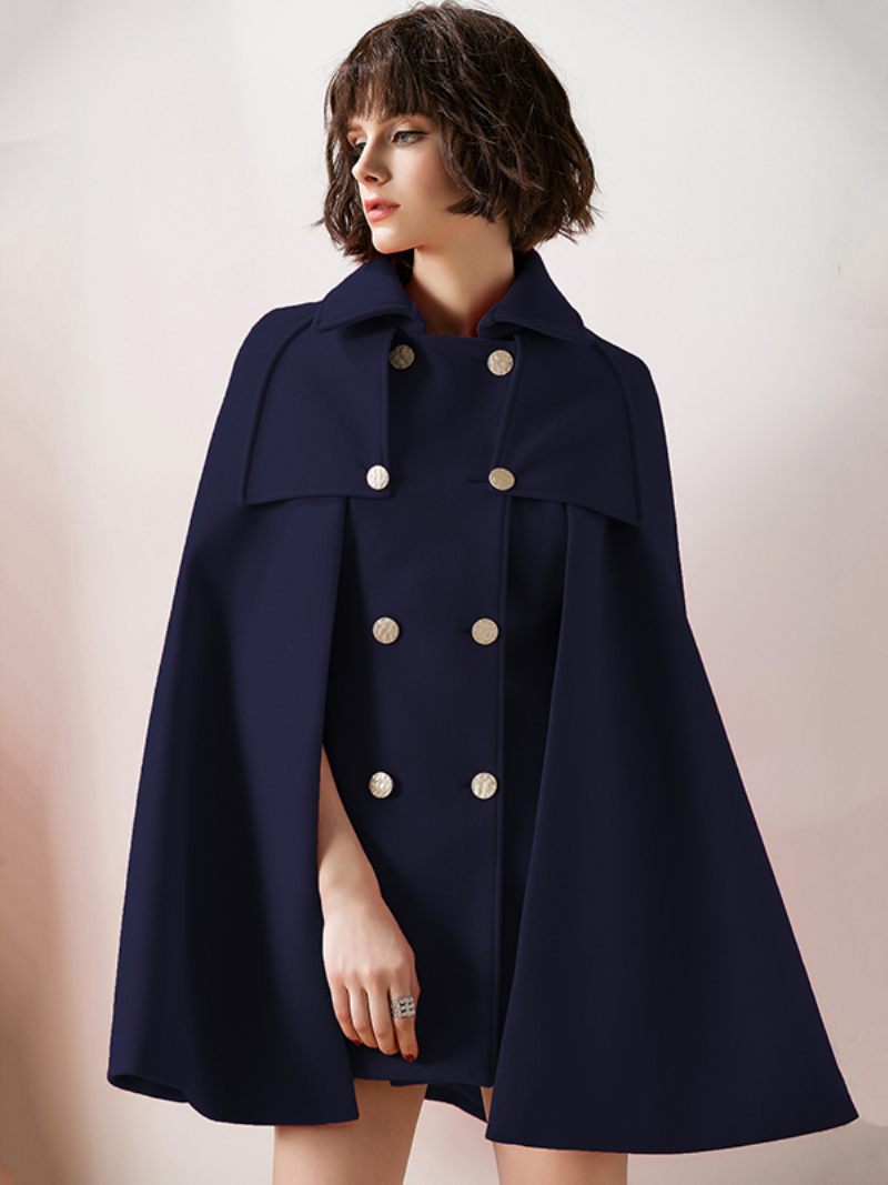 Manteau Cape Poncho Rouge Surdimensionné Pour Femmes Vêtements D'extérieur D'hiver 2024 - Marine Foncé