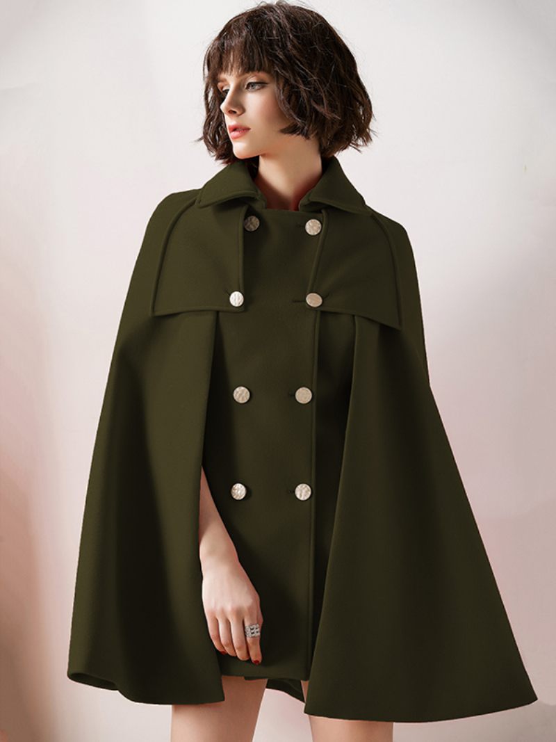 Manteau Cape Poncho Rouge Surdimensionné Pour Femmes Vêtements D'extérieur D'hiver 2024 - Vert Chasseur