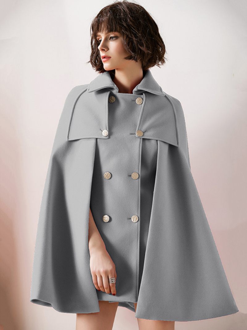 Manteau Cape Poncho Rouge Surdimensionné Pour Femmes Vêtements D'extérieur D'hiver 2024 - Gris