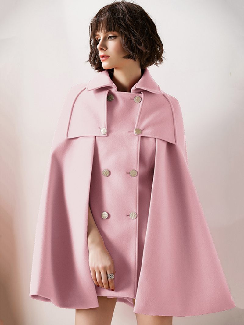 Manteau Cape Poncho Rouge Surdimensionné Pour Femmes Vêtements D'extérieur D'hiver 2024 - Rose