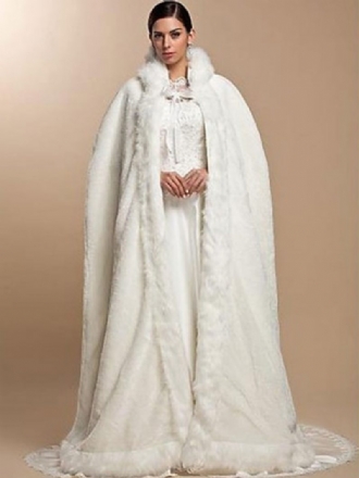 Manteau Fausse Fourrure Blanche À Capuche Femme