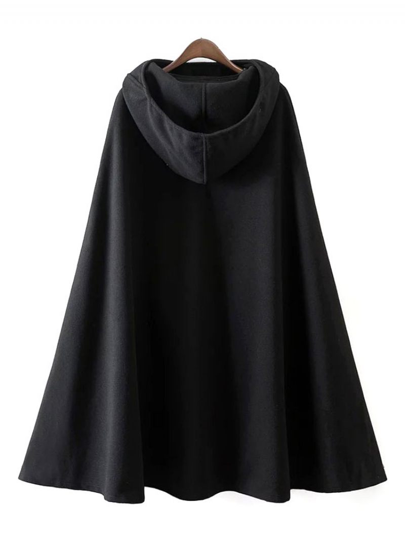 Manteau Femme Cape À Capuche Veste Poncho - Noir