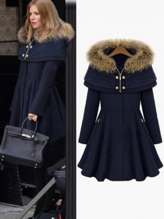 Manteau D'hiver Pour Femme Cape À Capuche Poncho Fausse Fourrure Vêtements D'extérieur