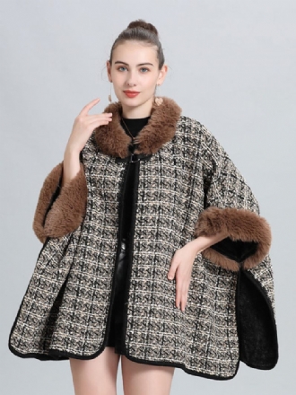 Manteau Poncho À Carreaux Pour Femmes Cape Vêtements D'extérieur Printemps 2024