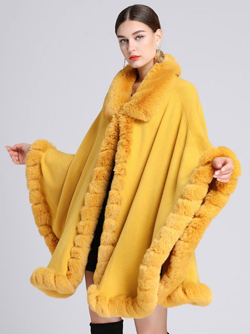 Manteau Poncho Femme Cape Fausse Fourrure Vêtements D'extérieur D'hiver 2024