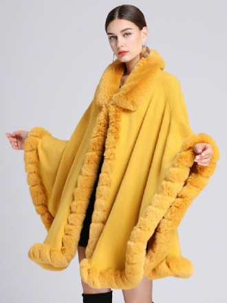 Manteau Poncho Femme Cape Fausse Fourrure Vêtements D'extérieur D'hiver 2024