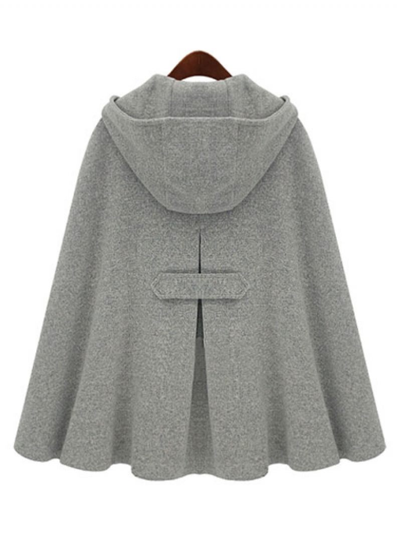 Manteau Poncho Femme À Capuche Surdimensionné Gris Vêtements D'extérieur D'hiver - Gris