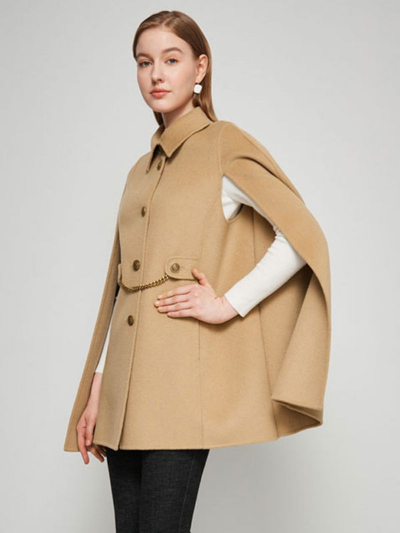 Manteau Poncho Laine Cape Camel Vêtements D'extérieur Printemps Pour Femmes 2024 - Chameau