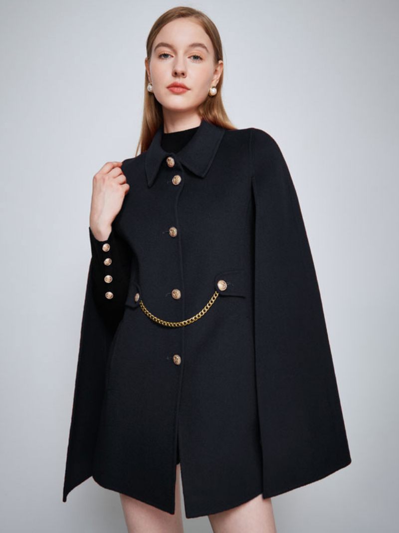 Manteau Poncho Laine Cape Camel Vêtements D'extérieur Printemps Pour Femmes 2024 - Noir