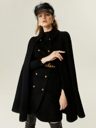 Manteau Poncho Laine Cape À Double Boutonnage Ceinture Avec Chaîne Vêtements D'extérieur Pour Femmes