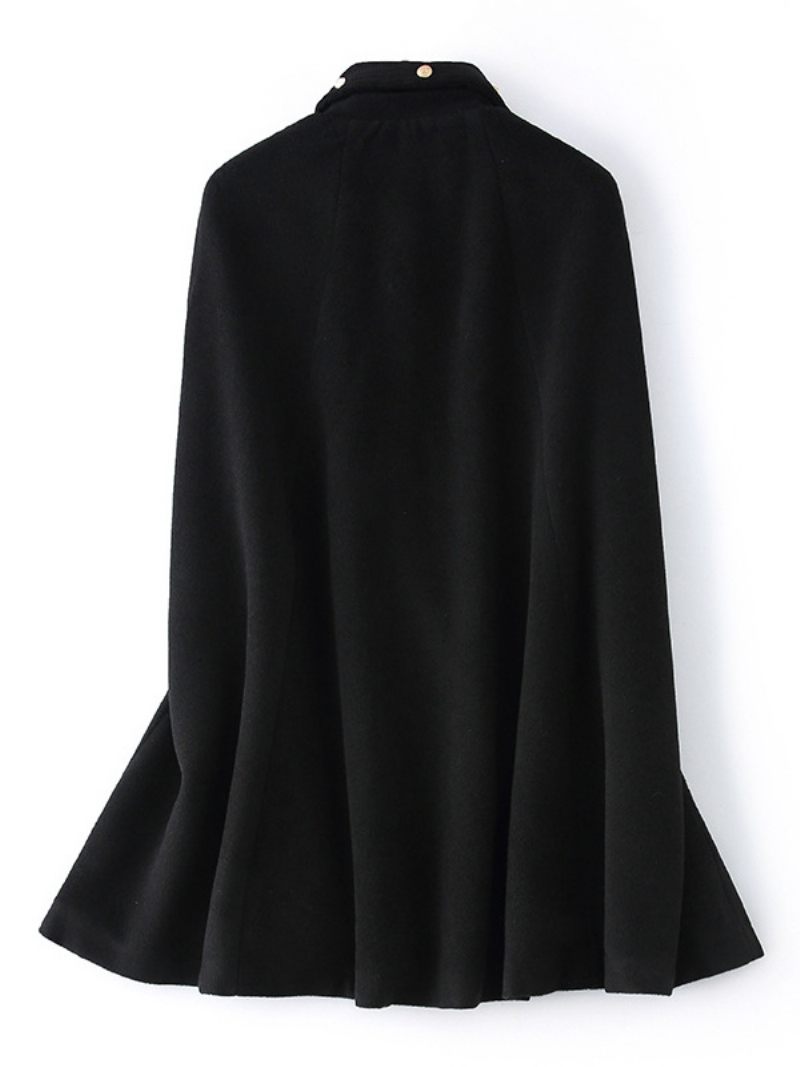 Manteau Poncho Laine Cape Longue Vêtements D'extérieur Printemps Pour Femmes 2024 - Noir