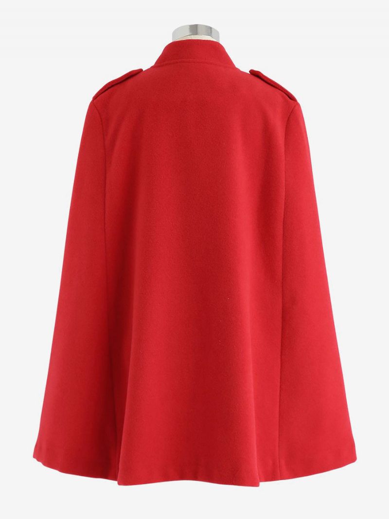 Manteau Poncho Noir Cape À Double Boutonnage Vêtements D'extérieur Printemps Pour Femmes - Rouge