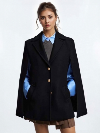 Manteau Poncho Noir Pour Femmes Cape À Col V Vêtements D'extérieur D'hiver 2024