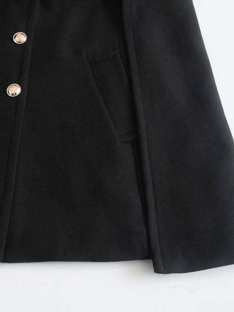 Manteau Poncho Noir Pour Femmes Cape À Col V Vêtements D'extérieur D'hiver 2024 - Noir