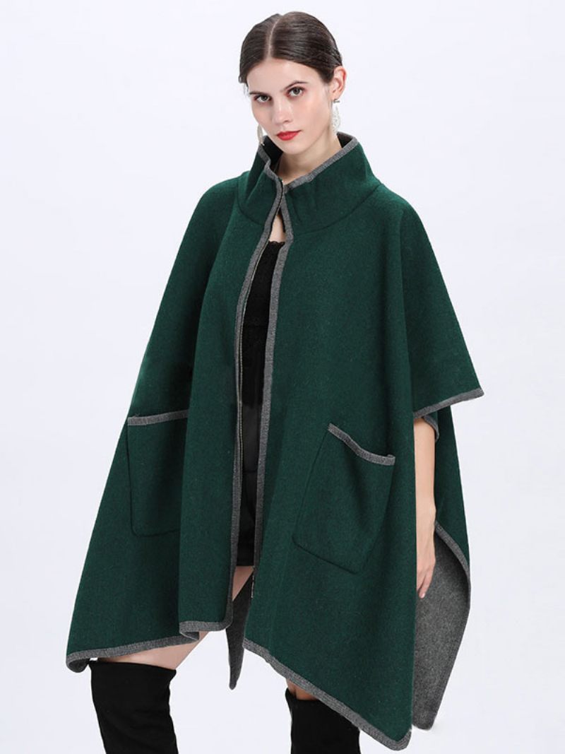 Manteau Poncho Surdimensionné Pour Femmes Cape Vêtements D'extérieur Printemps 2024 - Vert Foncé