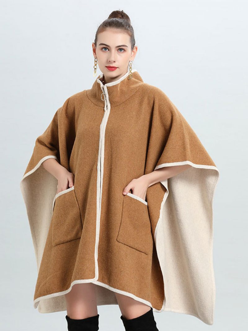 Manteau Poncho Surdimensionné Pour Femmes Cape Vêtements D'extérieur Printemps 2024 - Camel