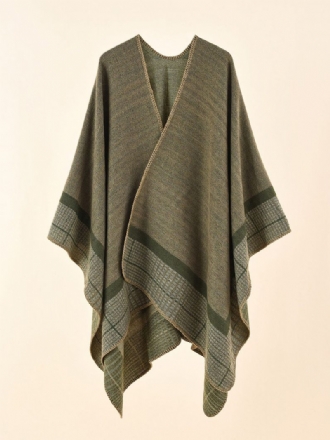 Poncho Cape Olive À Carreaux Pour Femme Printemps Eté Automne Hiver