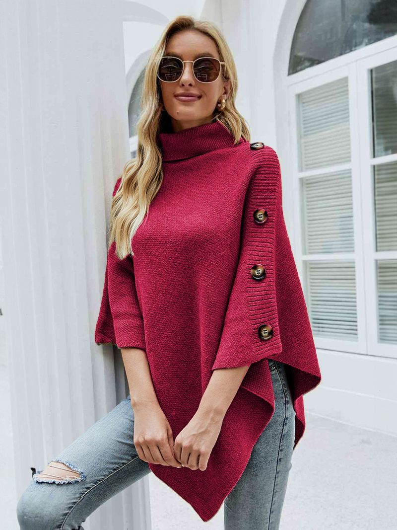 Poncho Pour Femme Cape À Col Haut Vêtements D'extérieur Printemps - Rose