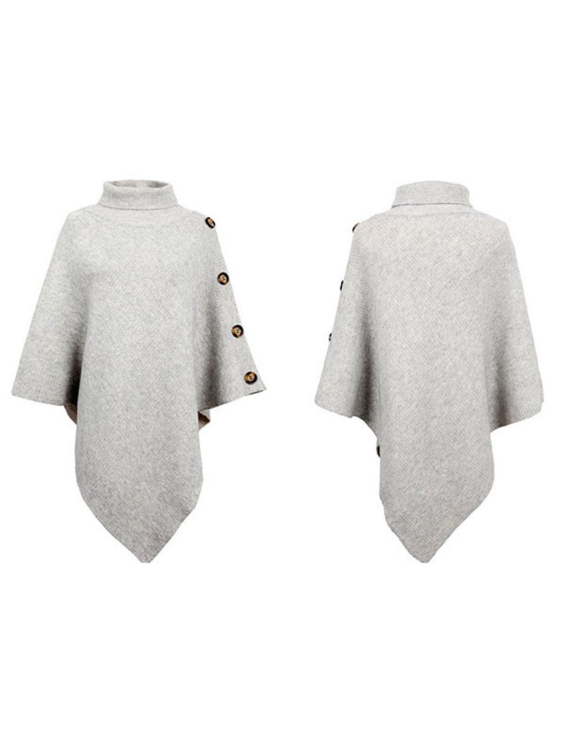 Poncho Pour Femme Cape À Col Haut Vêtements D'extérieur Printemps - Gris