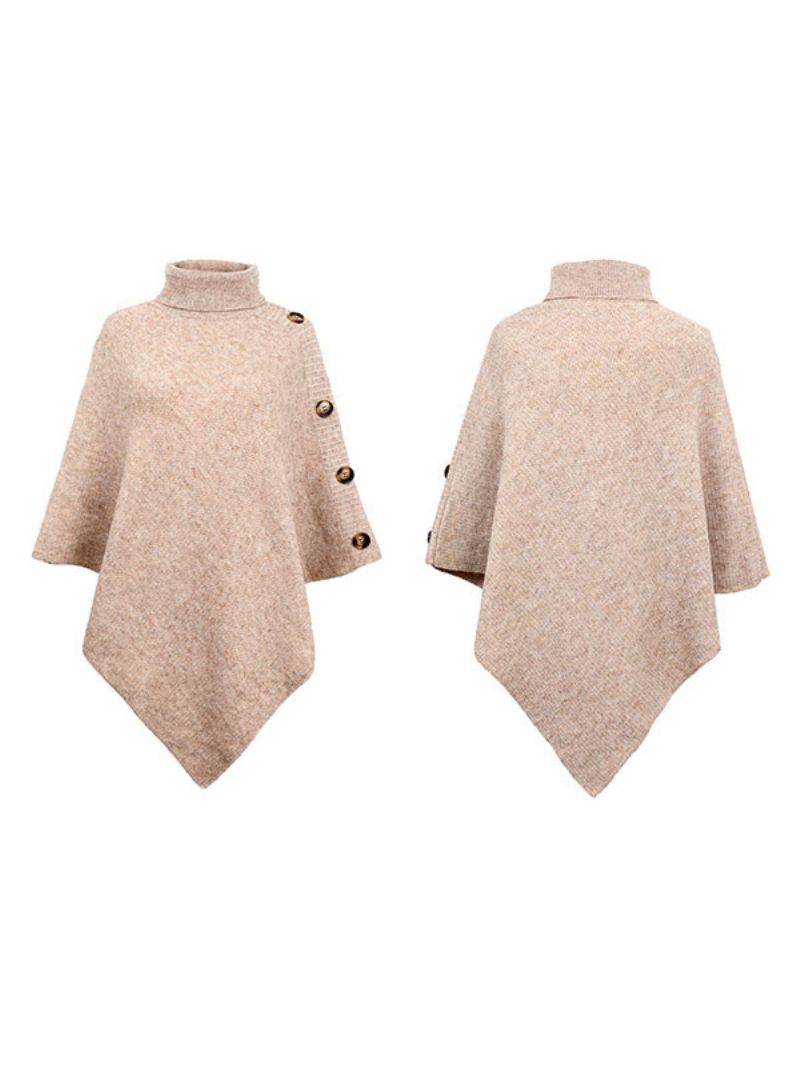 Poncho Pour Femme Cape À Col Haut Vêtements D'extérieur Printemps - Kaki